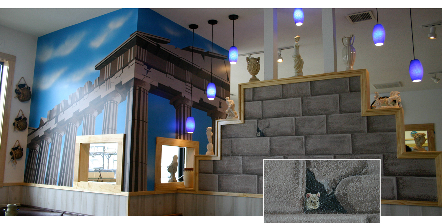 Restaurant Mural painted of The Parthenon in Greece