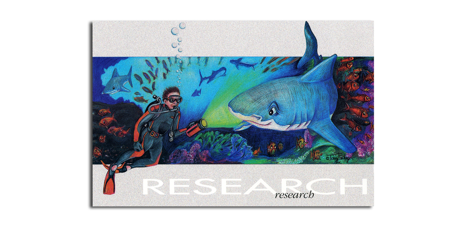 Curious shark doing his research investigating scuba diver