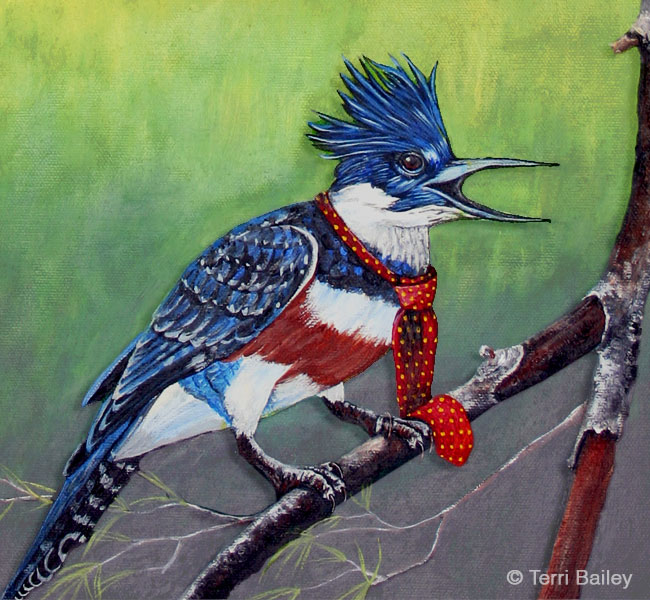 Kingfisher bird announcing the great race between the animals