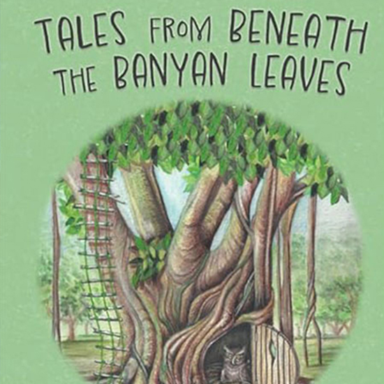 Tales from Beneath the Banyan Leaves, Danny the Owl sits in his banyan tree home next to friendship ladder, written by Gretchen Razner, illustrated by Terri Bailey